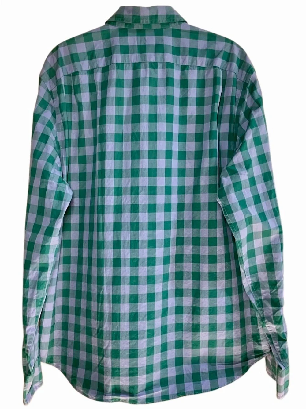 J Crew Cotton Gingham Check Long Sleeve Button Down in Blue/Green Men’s XL
